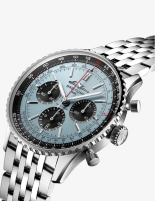 Shop Breitling Mens Blue Ab0138241c1a1 Navitimer B01 Chronograph Stainless-steel Automatic Watch