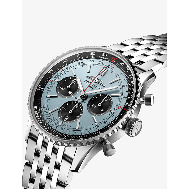 Shop Breitling Mens Blue Ab0138241c1a1 Navitimer B01 Chronograph Stainless-steel Automatic Watch