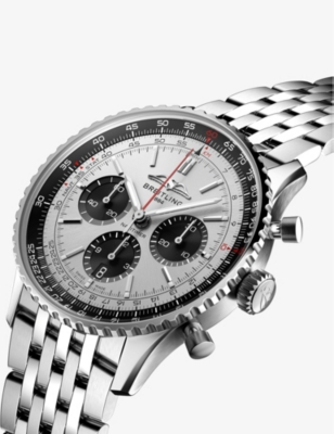 Shop Breitling Mens Silver Ab0138241g1a1 Navitimer B01 Chronograph Stainless-steel Automatic Watch
