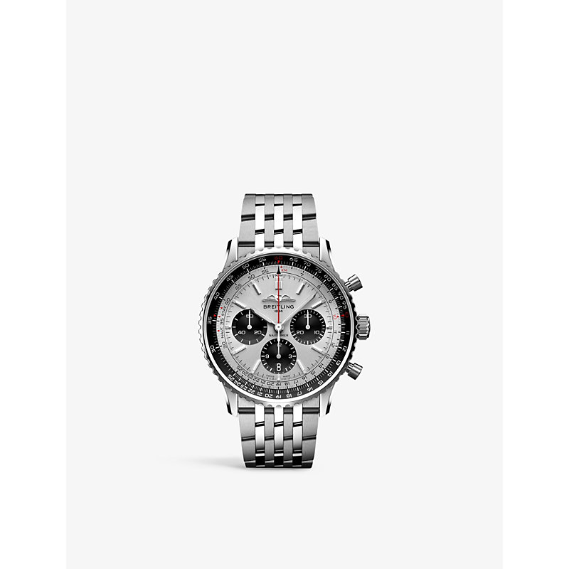 Breitling Ab0138241g1a1 Navitimer B01 Chronograph Stainless-steel Automatic Watch In Black / Silver