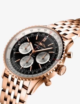 Shop Breitling Mens Black Rb0138211b1r1 Navitimer Bo1 18ct Rose-gold Self-winding Watch