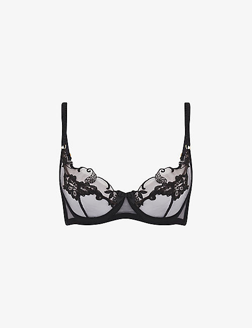 AGENT PROVOCATEUR: Mirabelle floral-embroidered mesh bra