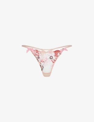 Agent Provocateur Zuri Plunge Floral-embroidered Tulle Bra In Pink