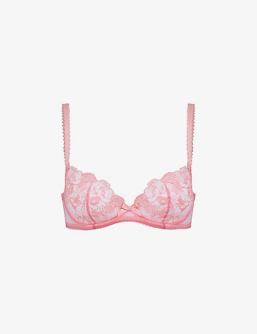 AGENT PROVOCATEUR: Jayce floral-embroidered lace plunge bra
