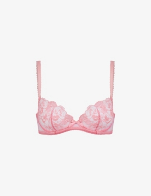 Agent Provocateur Jayce Floral-embroidered Lace Plunge Bra In Pink