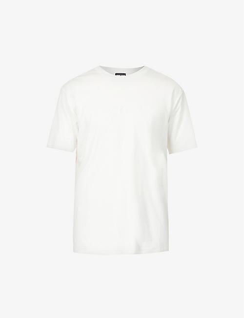 GIORGIO ARMANI: Signature logo-embroidered relaxed-fit cotton-jersey T-shirt