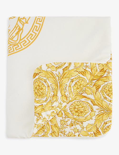 VERSACE: Medusa-print cotton blanket 71cm x 63cm