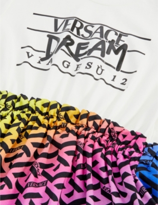 VERSACE Barocco logo-print cotton-jersey dress 4-14 years