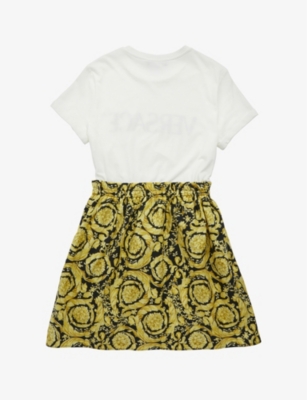 VERSACE Barocco logo-print cotton-jersey dress 4-14 years