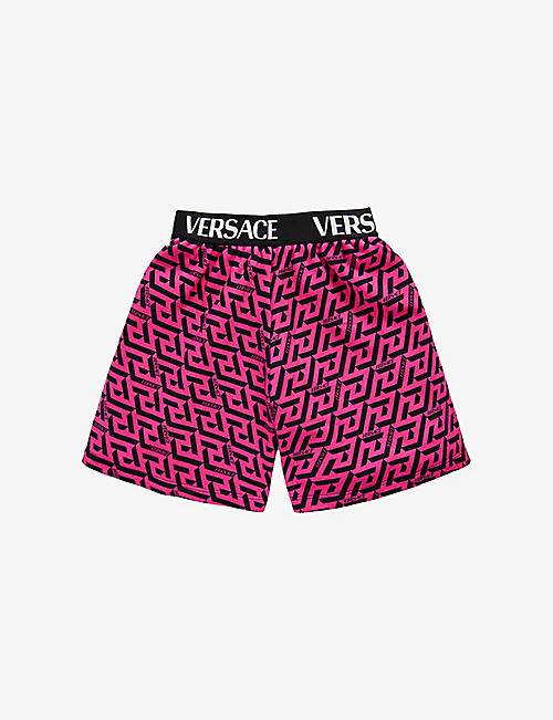 VERSACE: Greca brand-print stretch-woven shorts 10-12 years