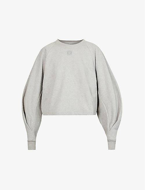 LOEWE: Anagram-appliqué cropped cotton-jersey sweatshirt