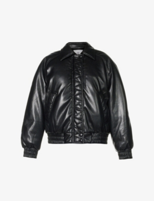 ANINE BING Zora logo embossed faux leather jacket Selfridges