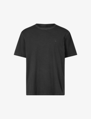 ALLSAINTS ALLSAINTS MENS WASHED BLACK FULTON FADED-WASH LOGO-EMBROIDERED ORGANIC-COTTON T-SHIRT,58073798