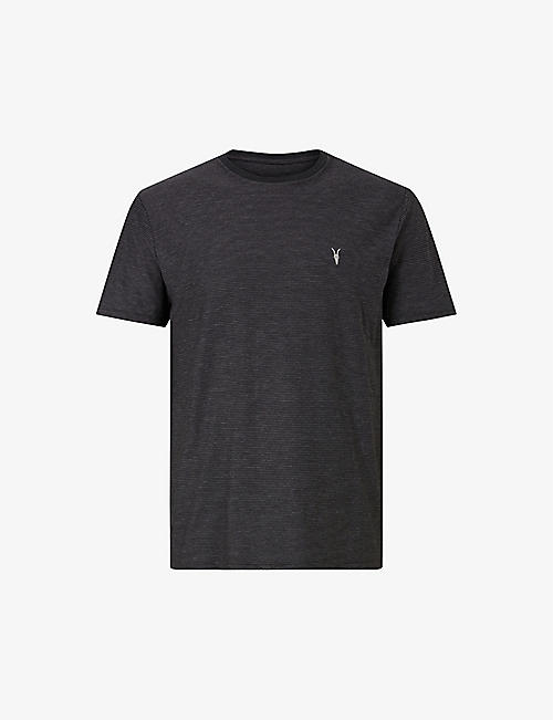 ALLSAINTS: Carlton logo-embroidered striped organic cotton-blend T-shirt