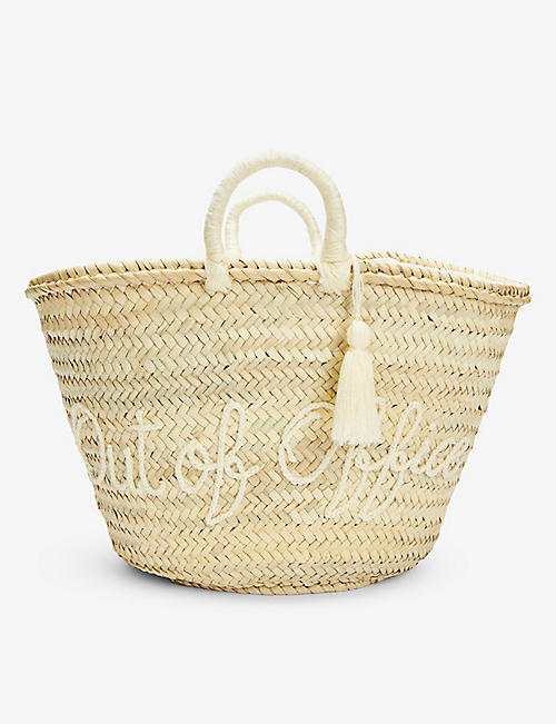 BOUTIQUE BONITA: Out of Office palm leaf basket bag