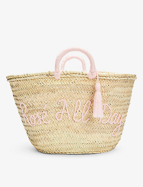 BOUTIQUE BONITA: Rosé All Day palm leaf basket bag