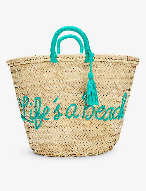 BOUTIQUE BONITA: Life's A Beach palm leaf basket bag