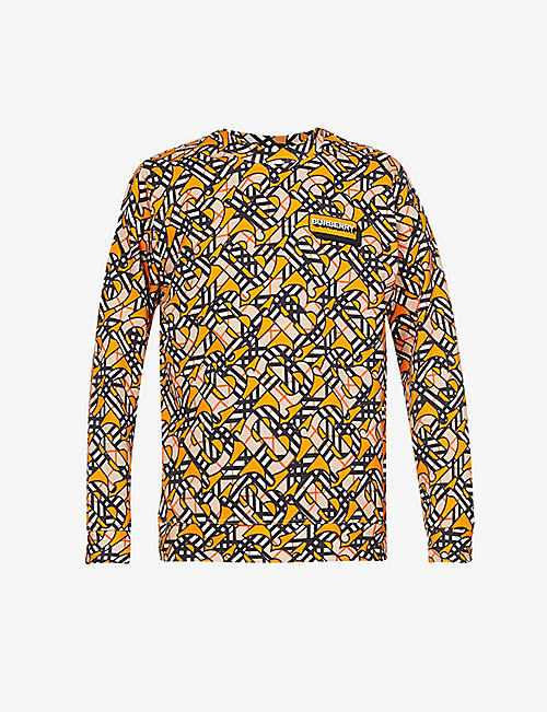 BURBERRY: Otham monogram-print check-pattern cotton sweatshirt