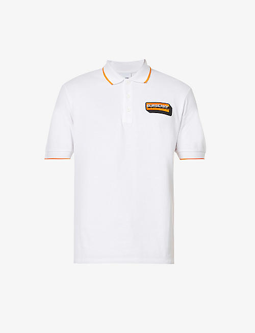 BURBERRY: Perrywood brand-patch relaxed-fit cotton-piqué polo shirt