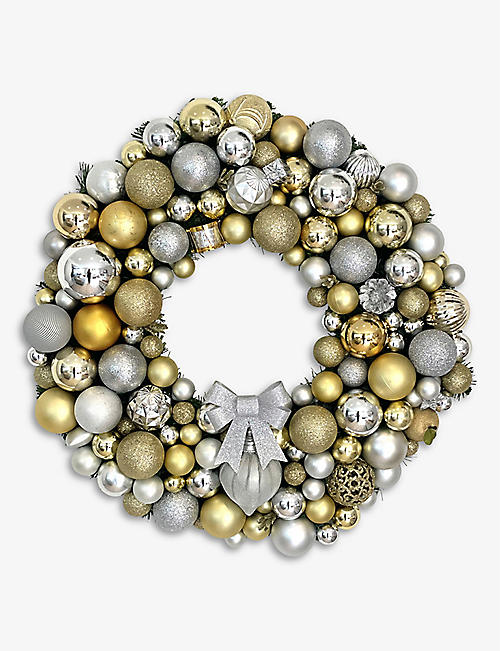 CHRISTMAS: The Diamond Collection upcycled-baubles and spruce Christmas wreath 60cm
