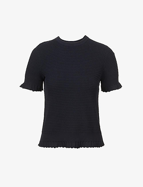 THEORY: Lace-trim cotton-blend top