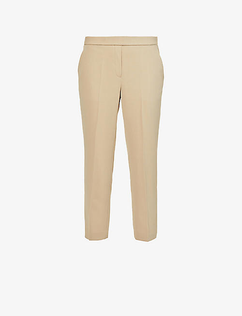 THEORY: Treeca elasticated-waist straight-leg mid-rise regular-fit woven trousers