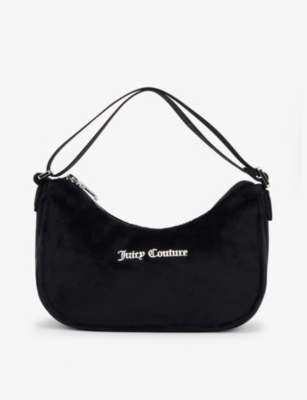 JUICY COUTURE Logo plaque velour shoulder bag Selfridges