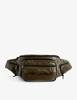 SAINT LAURENT: Logo-print ripstop shell belt bag