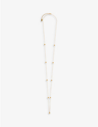 SAINT LAURENT: Heart-charm brass bead necklace