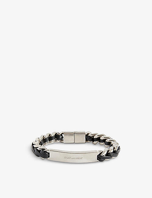 SAINT LAURENT: Intertwined brass and leather bracelet