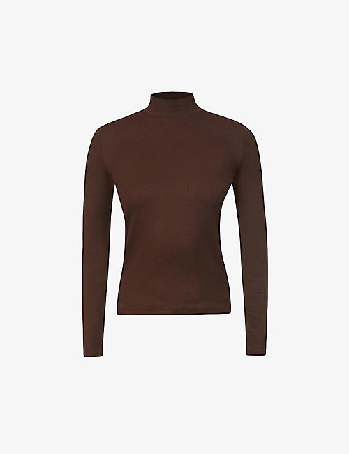 VINCE: Ribbed high-neck stretch-woven top