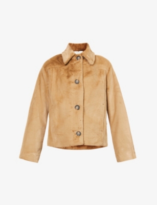VINCE RELAXED-FIT FAUX-FUR TRUCKER-STYLE JACKET