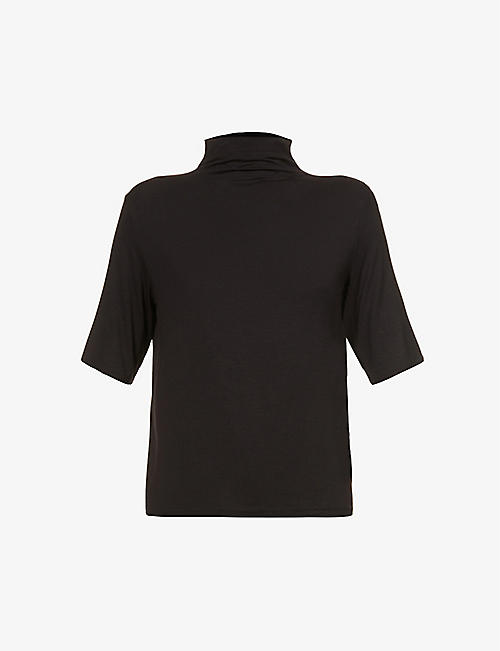 VINCE: Short-sleeved stretch-rayon top