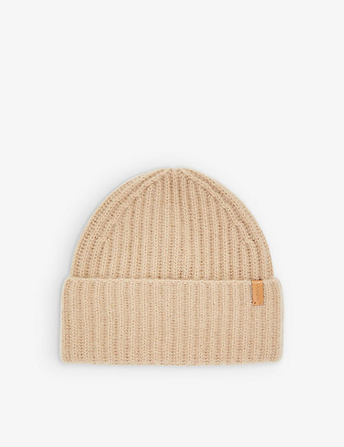 VINCE: Logo-patch ribbed cashmere beanie