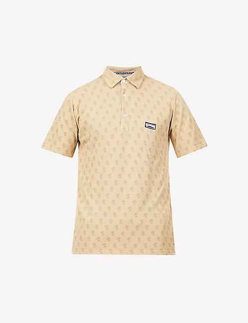 VILEBREQUIN: Turtle-print brand patch cotton-piqué polo shirt