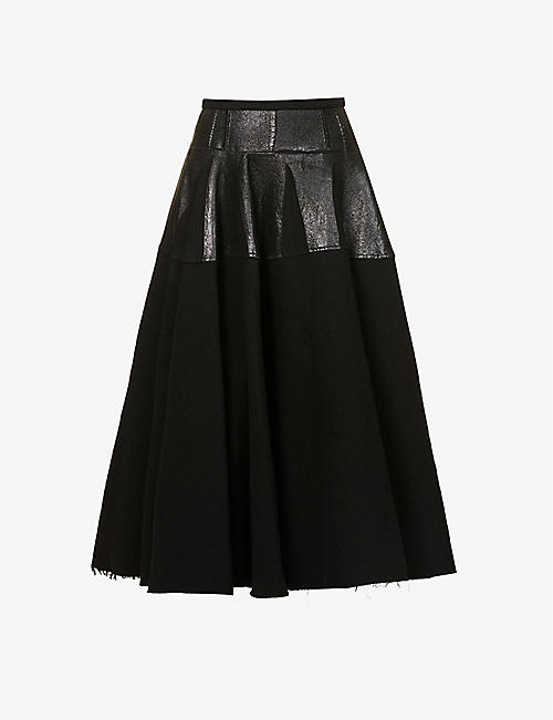SPORTMAX: Piombo A-line wool-blend midi skirt