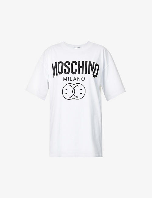 MOSCHINO: Double Smile graphic-print organic cotton T-shirt