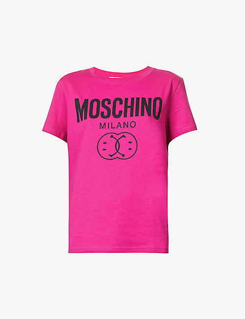 MOSCHINO：Double Smile 图案印花有机棉 T 恤
