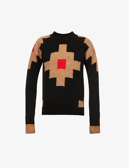 MAX MARA: Aris geometric-pattern knitted jumper