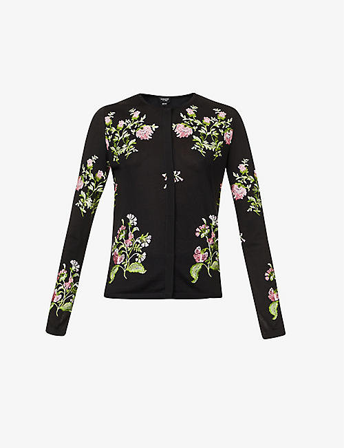 GIAMBATTISTA VALLI: Floral-pattern cashmere and silk-blend cardigan