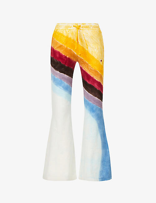ACNE STUDIOS: Peisko rainbow-stripe flared mid-rise cotton trousers