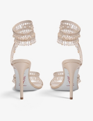 RENE CAOVILLA Chandelier bead-embellished leather heeled sandals