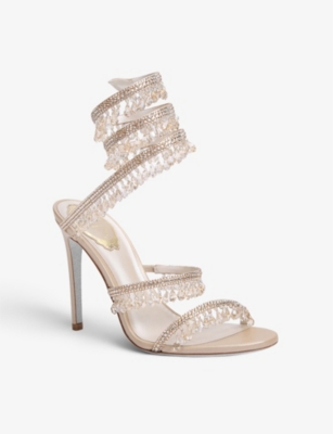 RENE CAOVILLA Chandelier bead-embellished leather heeled sandals