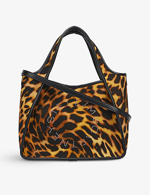 STELLA MCCARTNEY: Stella Logo leopard-print organic cotton-canvas tote bag