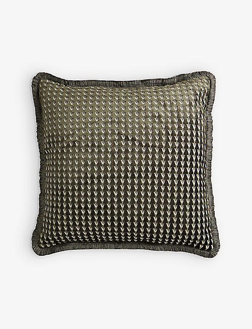 SOHO HOME: Charis large geometric-embroidered woven cushion 65cm x 65cm