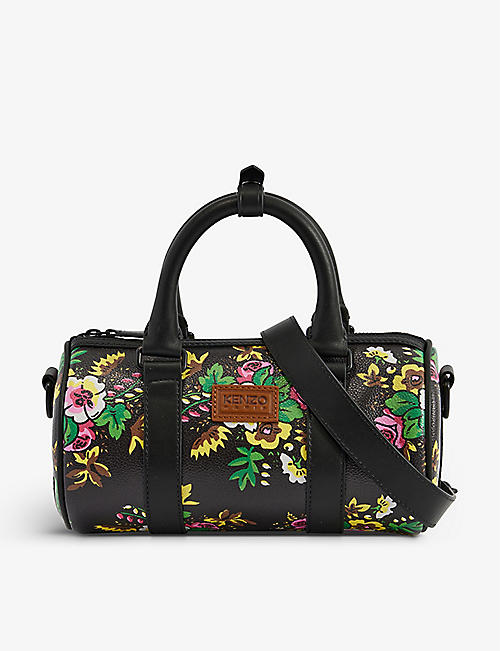 KENZO：花卉印花人造皮革手提旅行袋