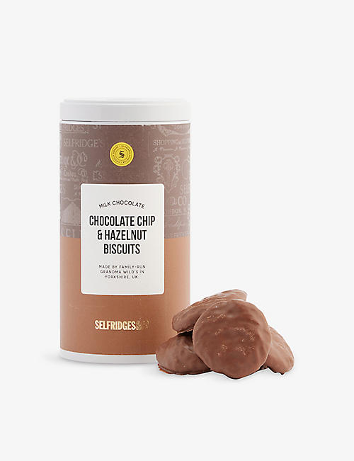 SELFRIDGES SELECTION: Milk chocolate hazelnut biscuit tin 200g