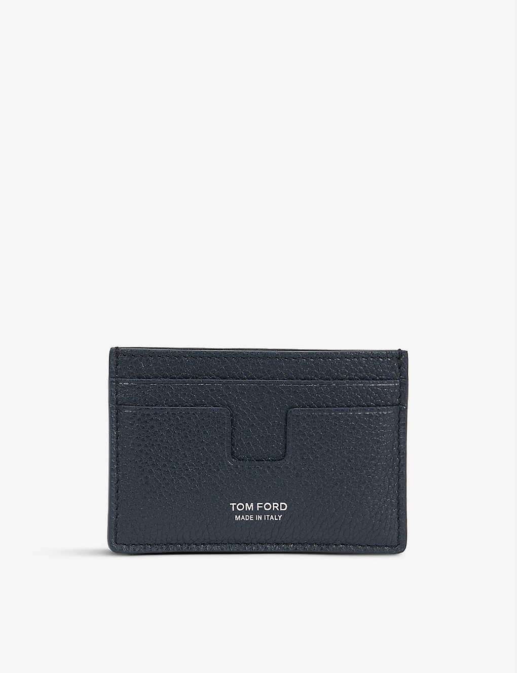 Tom Ford Logo-embossed Leather Card Holder In Midnight Blue