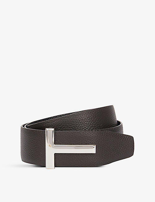 TOM FORD: Logo buckle leather belt