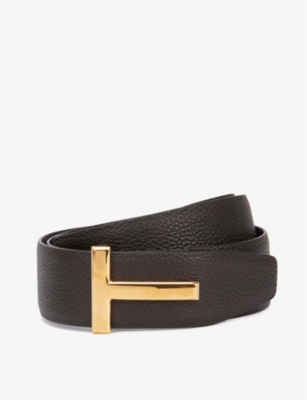 TOM FORD: Logo buckle leather belt